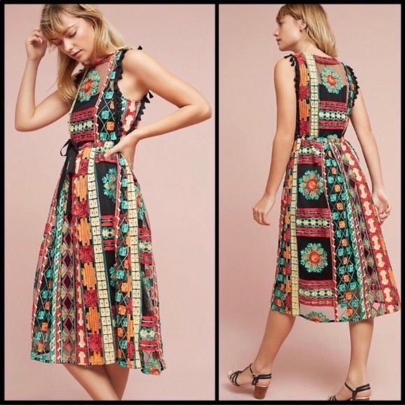 Eva Franco Dresses & Skirts - Eva Franco Anthropologie Embroidered Dress 6